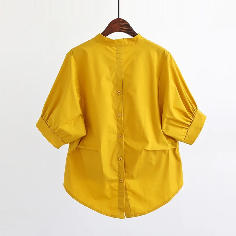 Летняя Новинка женская блузка и рубашки с v образным вырезом рукавами фонариками