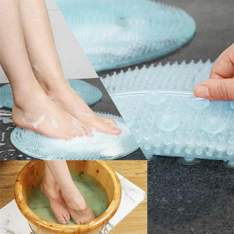 Non-Slip Silicone Bathroom Floor Mat Massage Exfoliation Shower Pad With Suction Cups Carpet Tapis Salle De Bain | Дом и сад