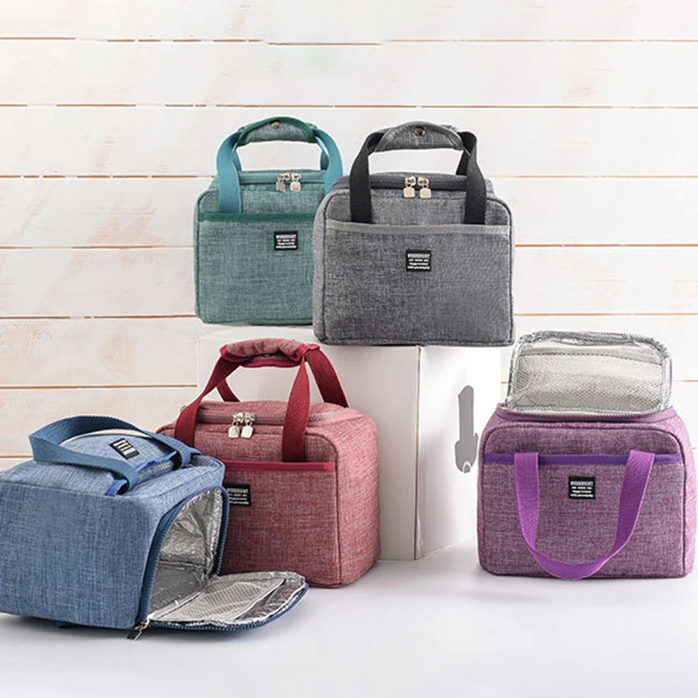 

Portable Lunch Bag Thermal Insulated Lunch Box Tote Cooler Bento Pouch Handbag with Large Capacity for Adult Kids