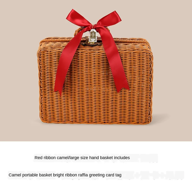 

1PCS Wedding Companion Gifts Square Portable Bamboo Basket Wedding Candy Gift Box Solid Color Packaging Box With Handle LD666