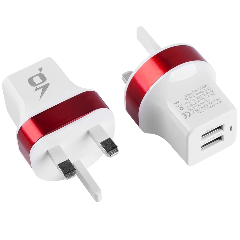 Сетевое зарядное устройство с 2 портами USB в английском стиле портативное