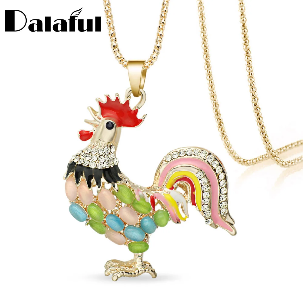 Разноцветные ожерелья Петух колье с кулоном изображением курицы хрустальные