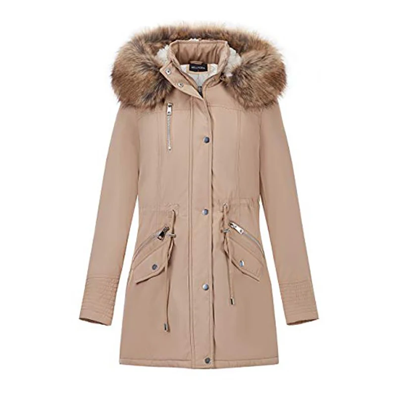 Giolshon Winter Collection Brand Fashion Women Long Parka Jacket Thicken Zipper Faux Fur Collar Coat Warm Puffer Jacket Parkas