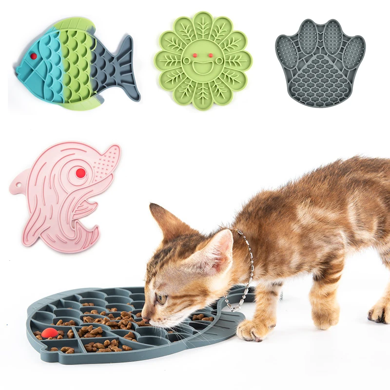 

Pet Food Bowl Fidget Toy Slow Lick Mat Feeding Fish Shape Puppy Cat Dog Accessories Treat Feeder Dispenser Supply