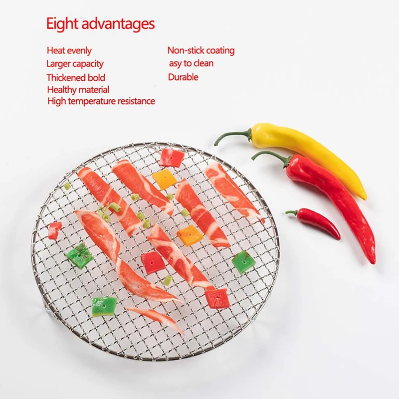 

New Round BBQ Grill Home Roast Nets Bacon Mesh Grill Tool Iron Nets Barbecue Accessories Stainless Steel Non-stick BBQ Mat Grid