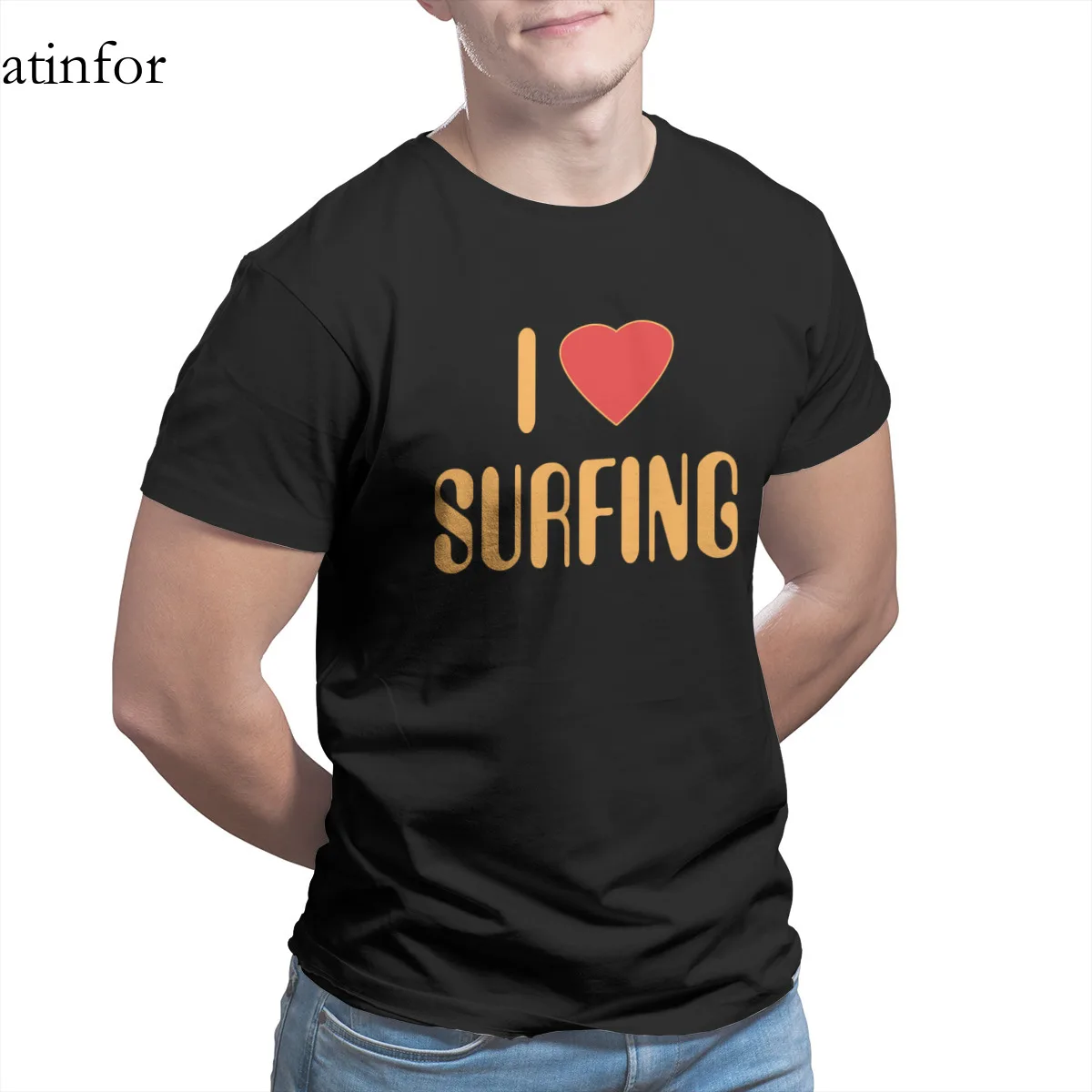 

I Love Surfing T-Shirt Essentials Couples Matching Sleeve Streetwear Tops top quality Tshirts 15645