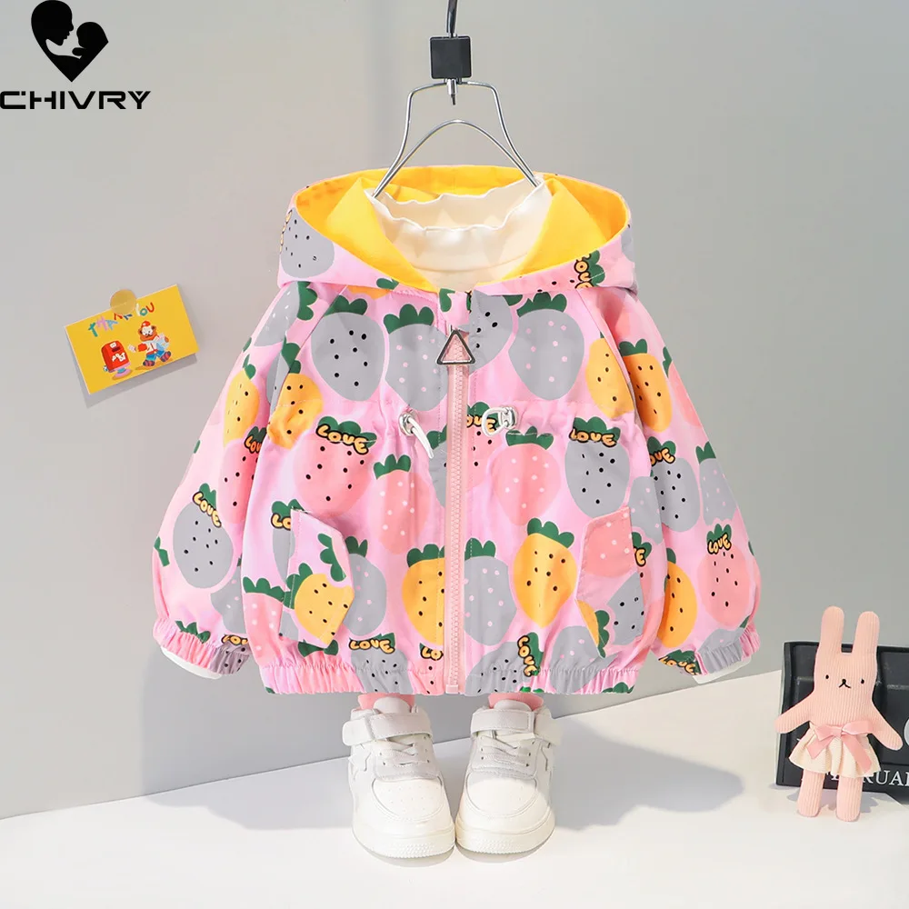 Abrigo con estampado de pi&ntilde;a de dibujos animados para beb&eacute;s, rompevientos, chaquetas con cremallera con capucha, oto&ntilde;o, 2021-0