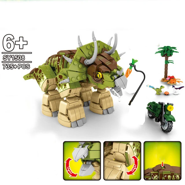 

Dinosaur World Tyrannosaurus Raptor Triceratops T Rex Building Blocks Jurass Carnotaurus Indominus Dino Model Educational Toys