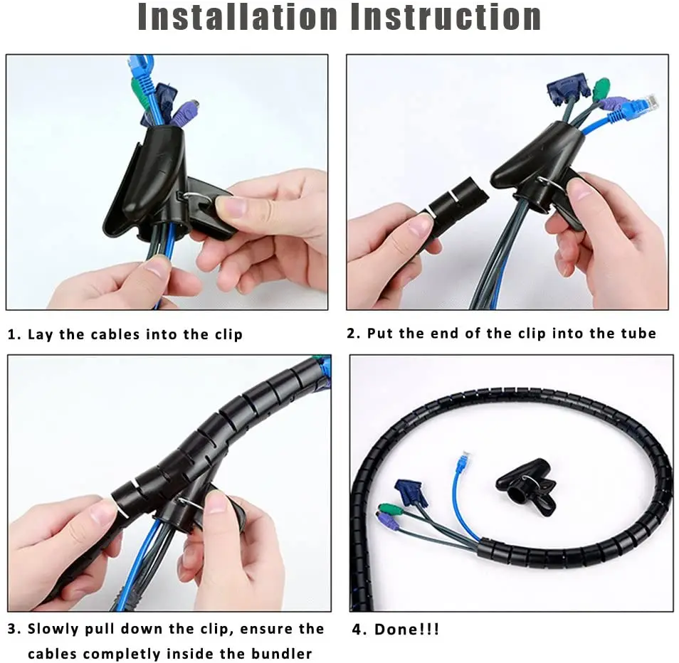

Cable Bundler Organizer Flexible & Expandable Cable Management Sleeve Coiled Tube Cable Collector- Dia. 22 mm, 100 cm Length