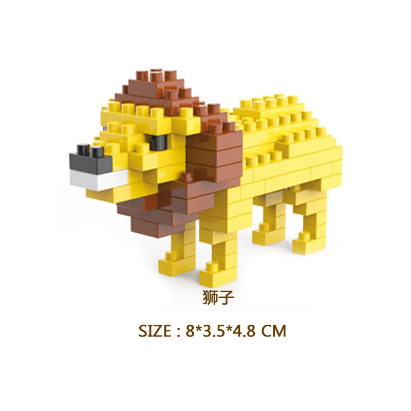 Алмазные животные фрукты Микро Мини кирпичи Собака Лев Тигр Слон Модель кенгуру