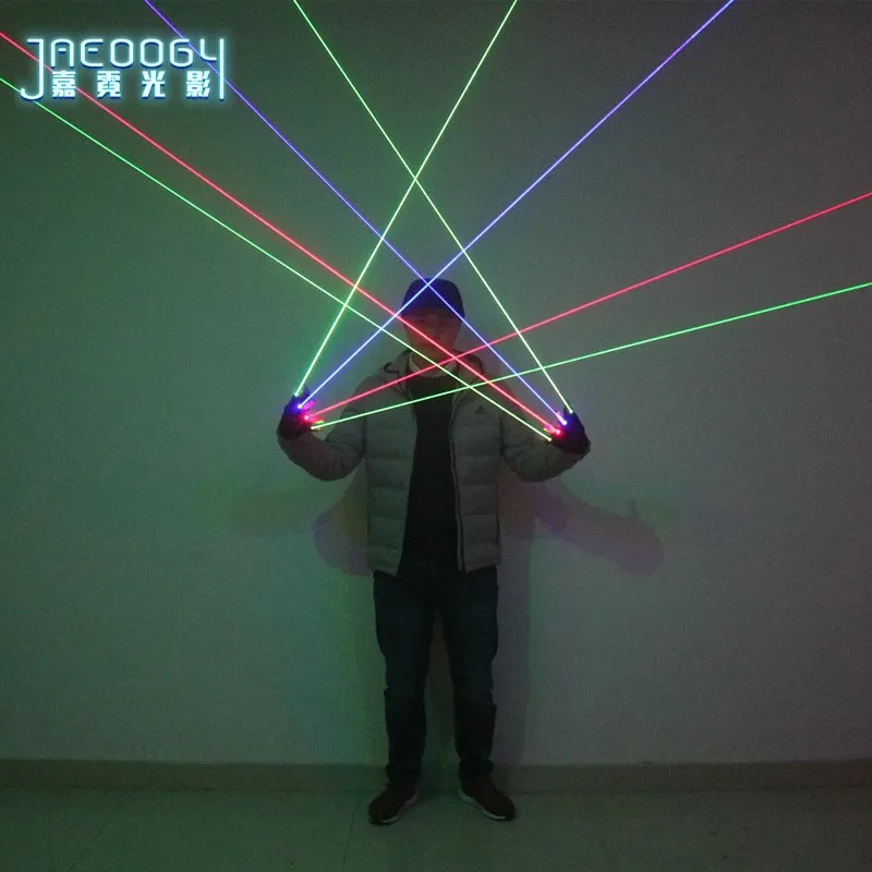 Перчатки лазерные со светодиодной подсветкой 2 в 1 зеленые красные