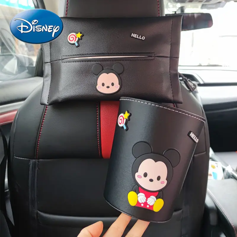 

Disney Mickey Mouse Minnie Car Multifunctional Folding Trash Can Front and Rear Storage Bags Decoration Supplies