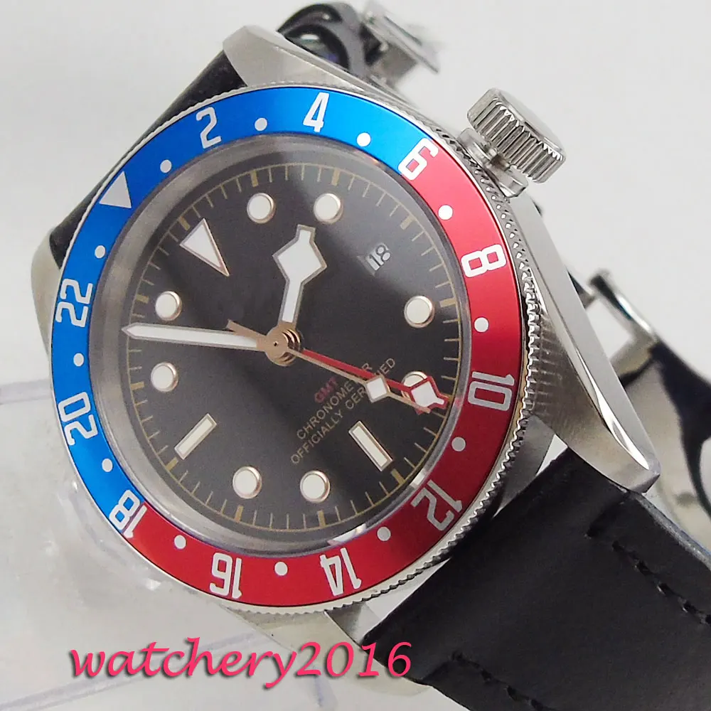 

41mm Corgeut Black Dial GMT Sapphire Super LUME automatic movement men's Watch