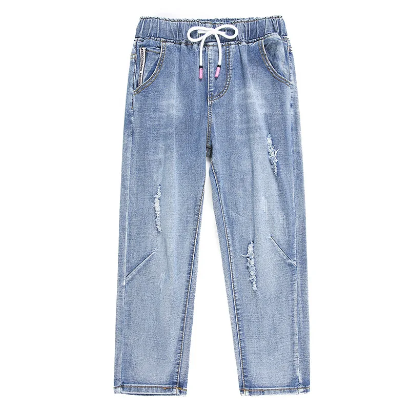 

Color high waisted elastic jeans women's autumn 2019 new tight and slim eight point Leggings