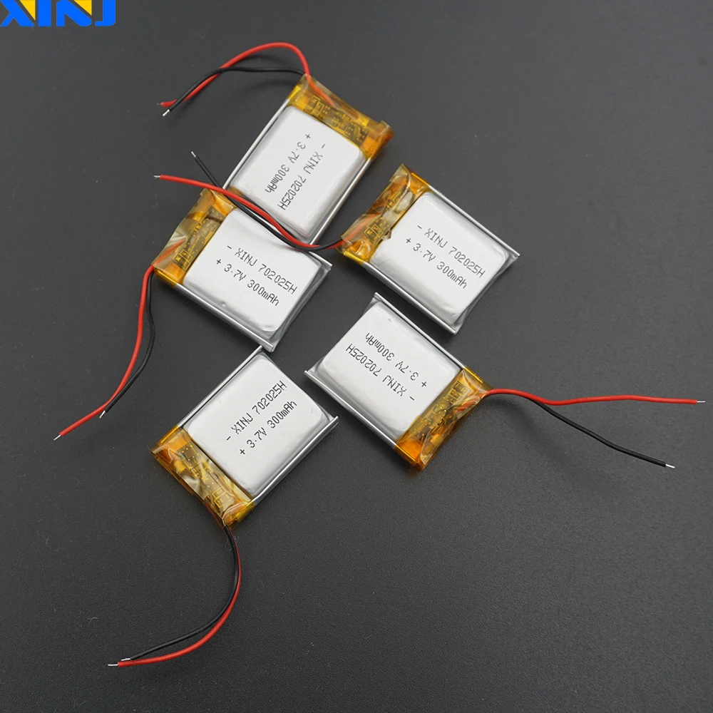 XINJ 5pcs 3.7V 300 mAh Li-Polymer Li Lithium Battery Lipo Cell 702025 For DIY Watch Car Camera Mp3 Earphone Bluetooth Speaker - купить по