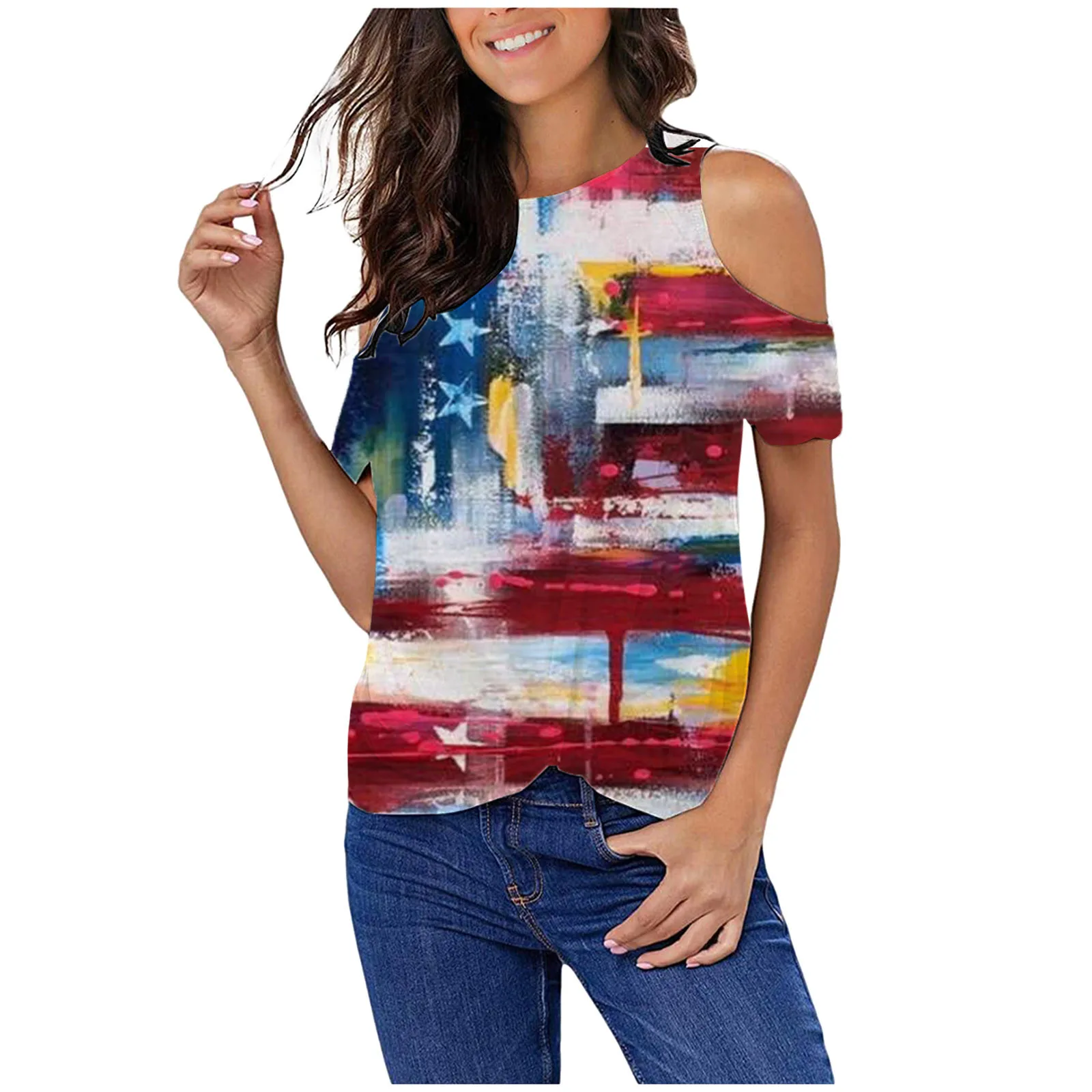 

Woman T Shirt O-NeckPartyBasic Fit Tops