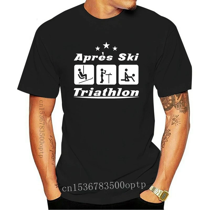 

New Apres Ski Triathlon Tshirt Funny Casual Personality Tee Top Humorous Sunlight Tshirt For Men Standard Crew Neck Homme