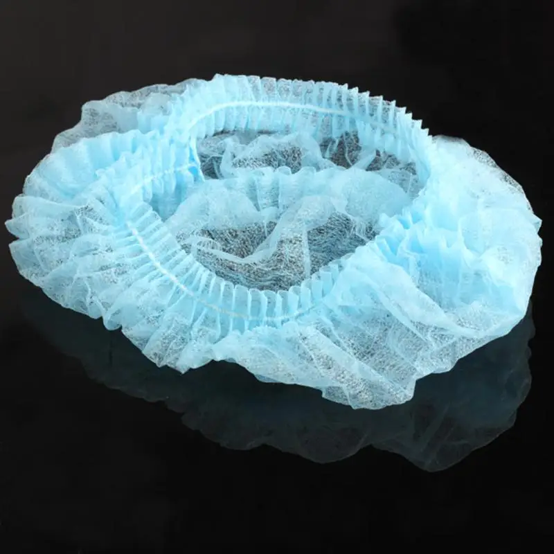 100 шт нетканые одноразовые шапочки для душа плиссированные противопылевые шапки