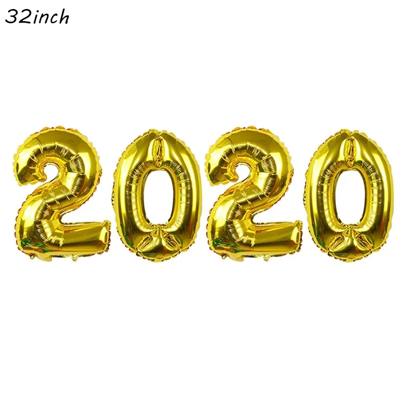 32inch 2020 Фольгированные воздушные шары с новогодним днем фоторамка реквизит воздушные шары золотой черный баннер гирлянда Navidad новогодние вечерние принадлежности - Цвет: 32inch 2020