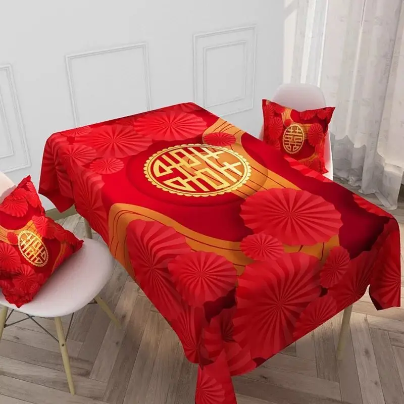 Новогодняя красная скатерть Водонепроницаемая маслостойкая Скатерть украшение