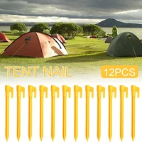 12pcs tent nails plastic outdoor camping equipment tent peg beach mat ground nail windproof fixed plastic nails pile anchors