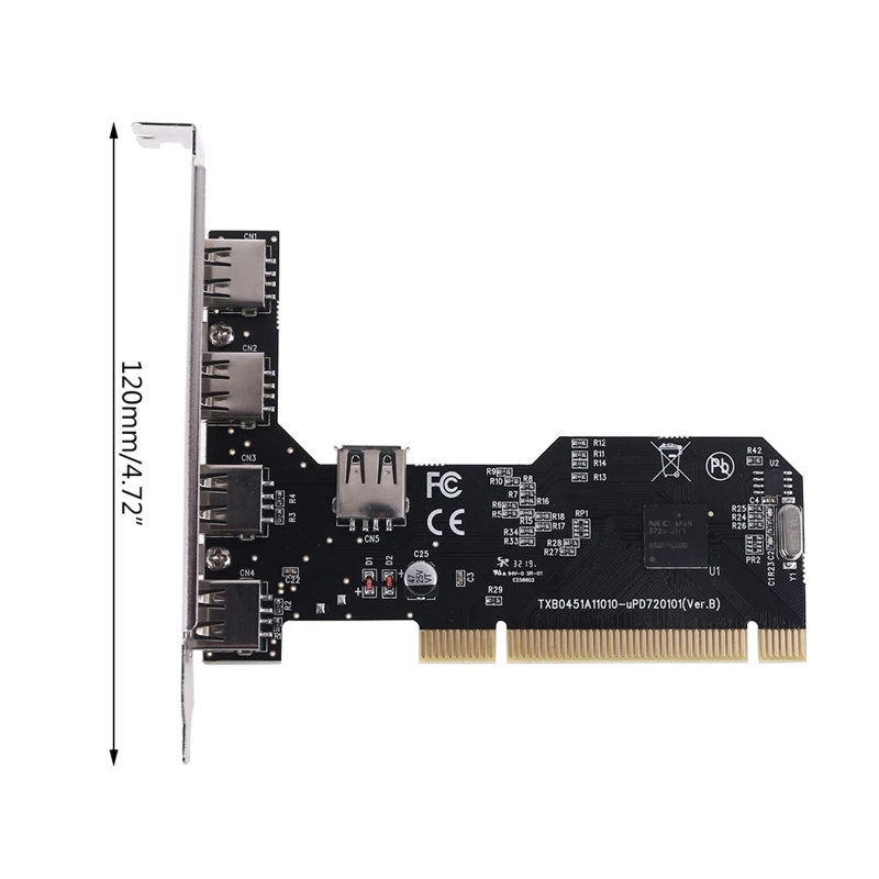 

5 Ports USB 2.0 PCI Hub Controller Expansion Card 480Mbps Desktop Converter NEC720101 Chipset Driver
