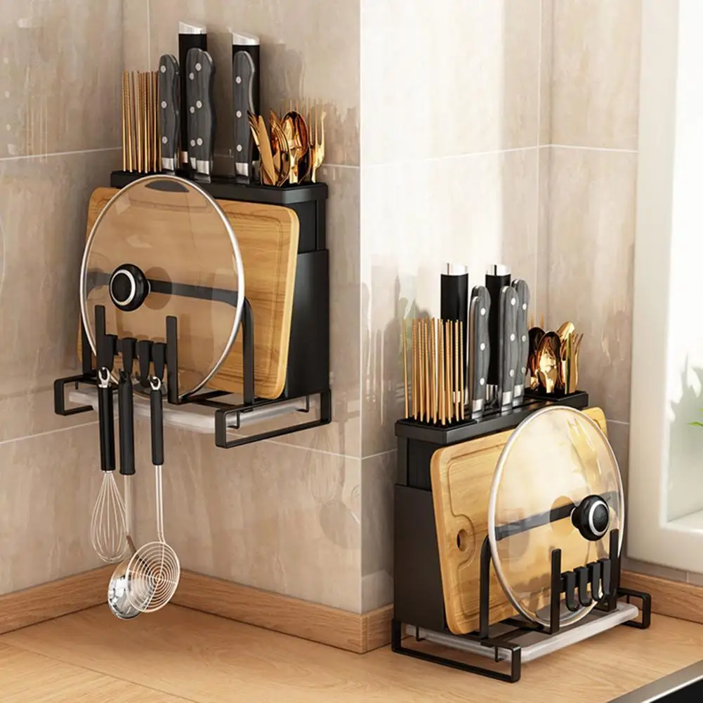 

Compact 1 Set Durable Classified Storage Cutting Board Holder Hook Cutters Storage Rack Widely Use Kitchen Supplies