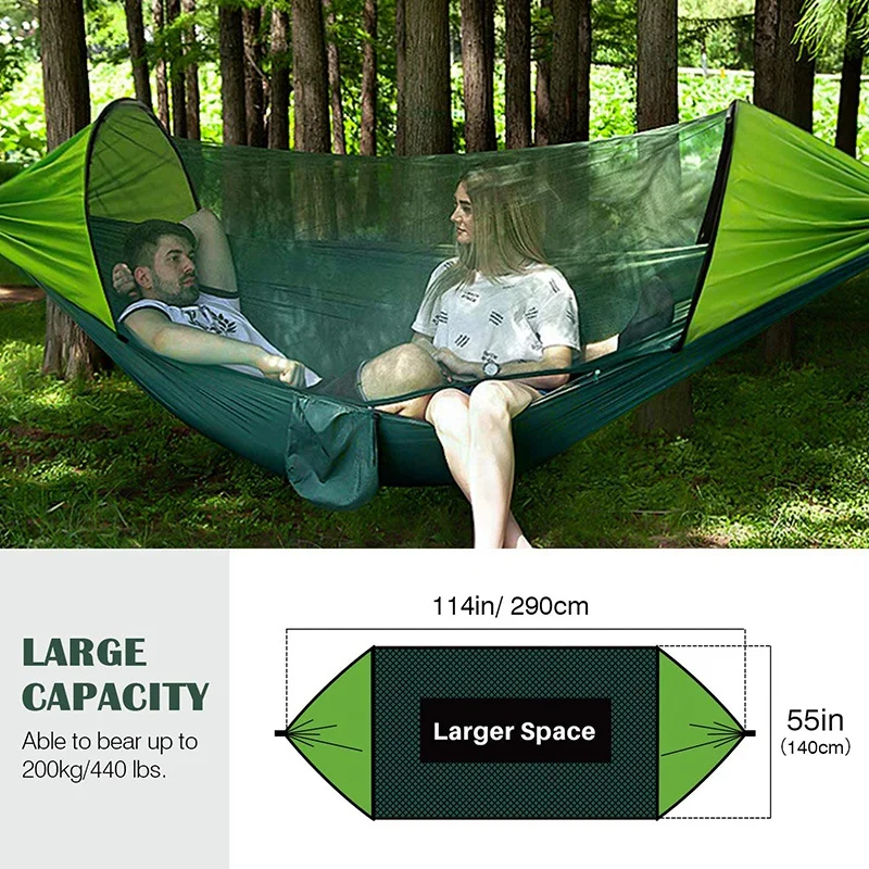 

Portable Automatic Camping Hammock with Mosquito Net,Folding Multi Use Hammock Swing for Outdoor Camping