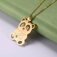 lemegeton cute panda owl koala dog cat pig necklace women stainless steel jewelry friends gift animal choker necklaces bijoux