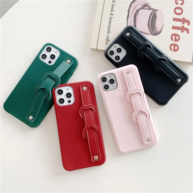 

Luxury Business Solid Color Wristband Soft Case For Iphone 11 12 Pro Max Mini 7 8 Plus Xr X Xs Se 2 Leather Phone Cover Fundas
