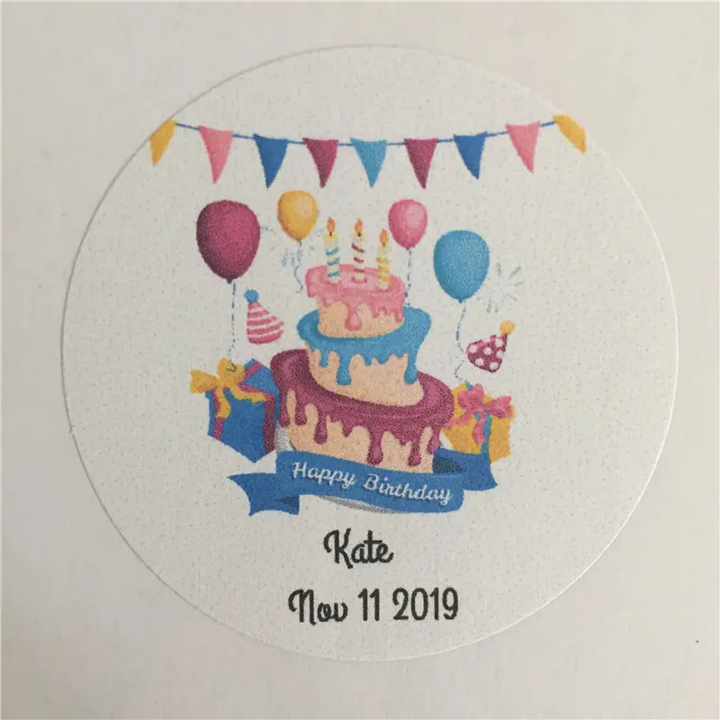 100 штук на заказ день рождения клейкая наклейка персонализированные подарочные