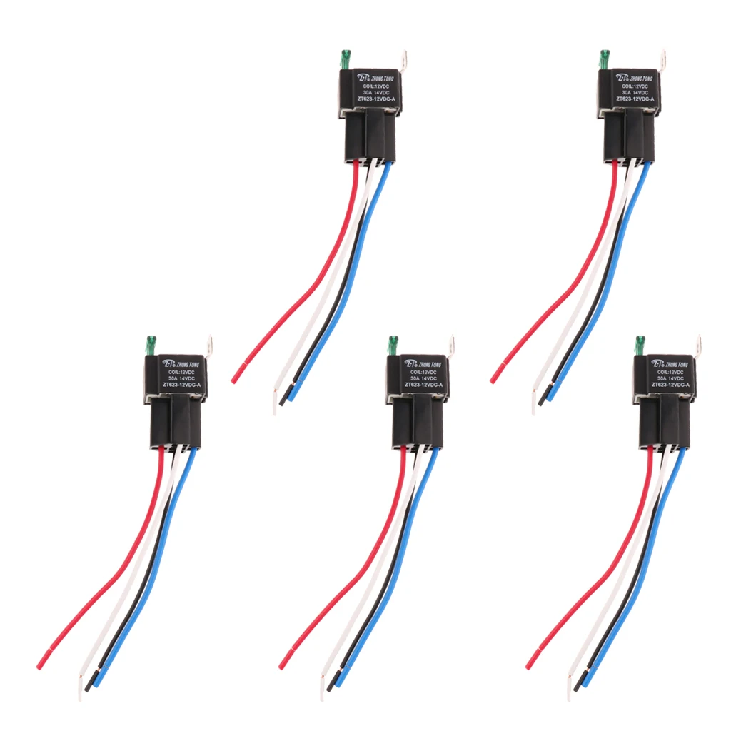 5 компл. Автомобиля 30A AMP 12V релейный комплект для вентилятора топливный насос свет