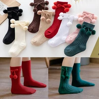 new baby girls cherry ball knee high socks toddler in tube christmas socks for boys kids knitted sock leg warmer 0 5 years