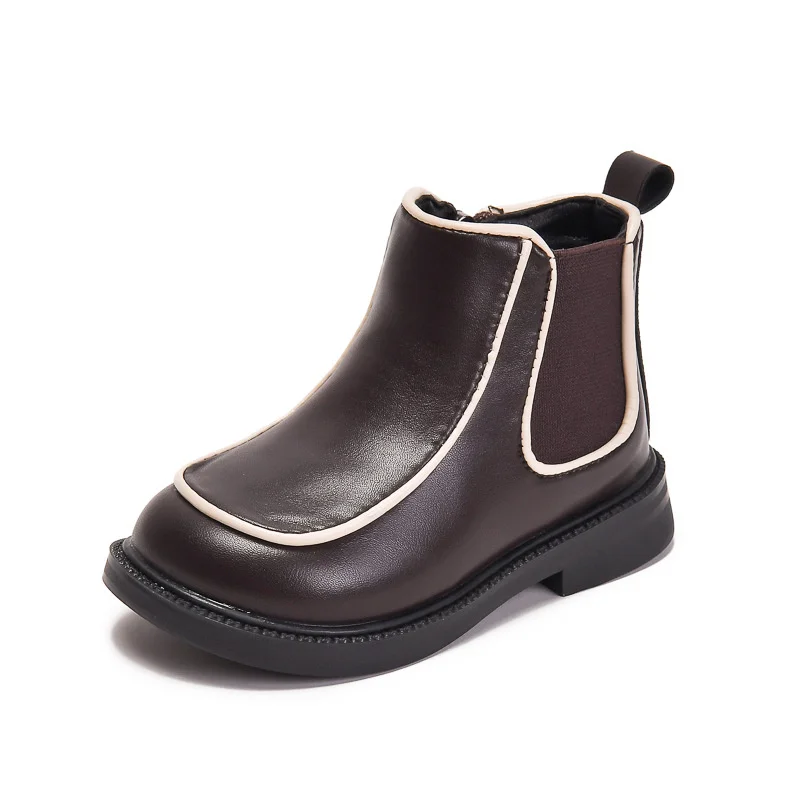 

Baby Girls White And Black Martin Boots 2021 New Kid's Zipper Single Fashion Boots Children Cotton Shoes Infant Size 22-31