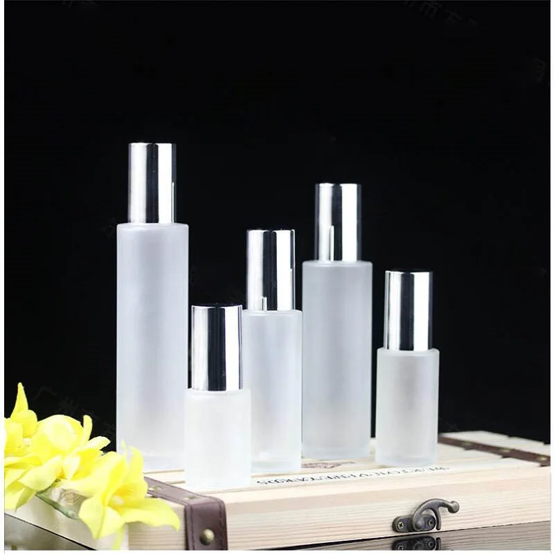 Бутылка из морозного стекла пустой косметический упаковочный контейнер флаконы