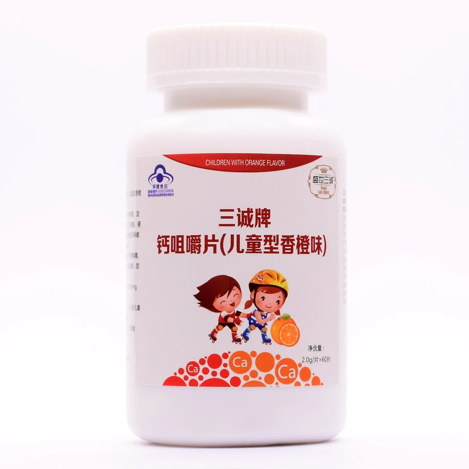 

C Sancheng Brand Calcium Chewable Tablets (children's Orange Flavor) 2G 60 Tablets Children Calcium Supplement for Pharmacy 24