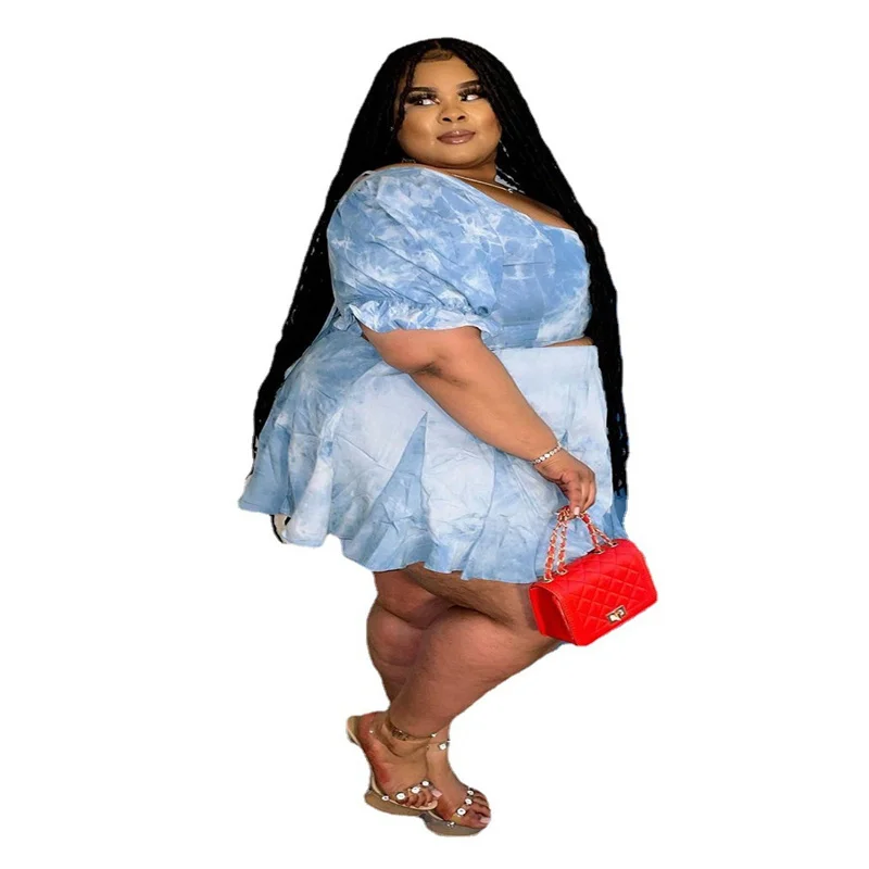 

PlusSize Street Women's Set Outfits Acitve Short Sleeve Tee Tops And Pleated Skirt Matching Two Piece Set Leisure Wear Housecoat