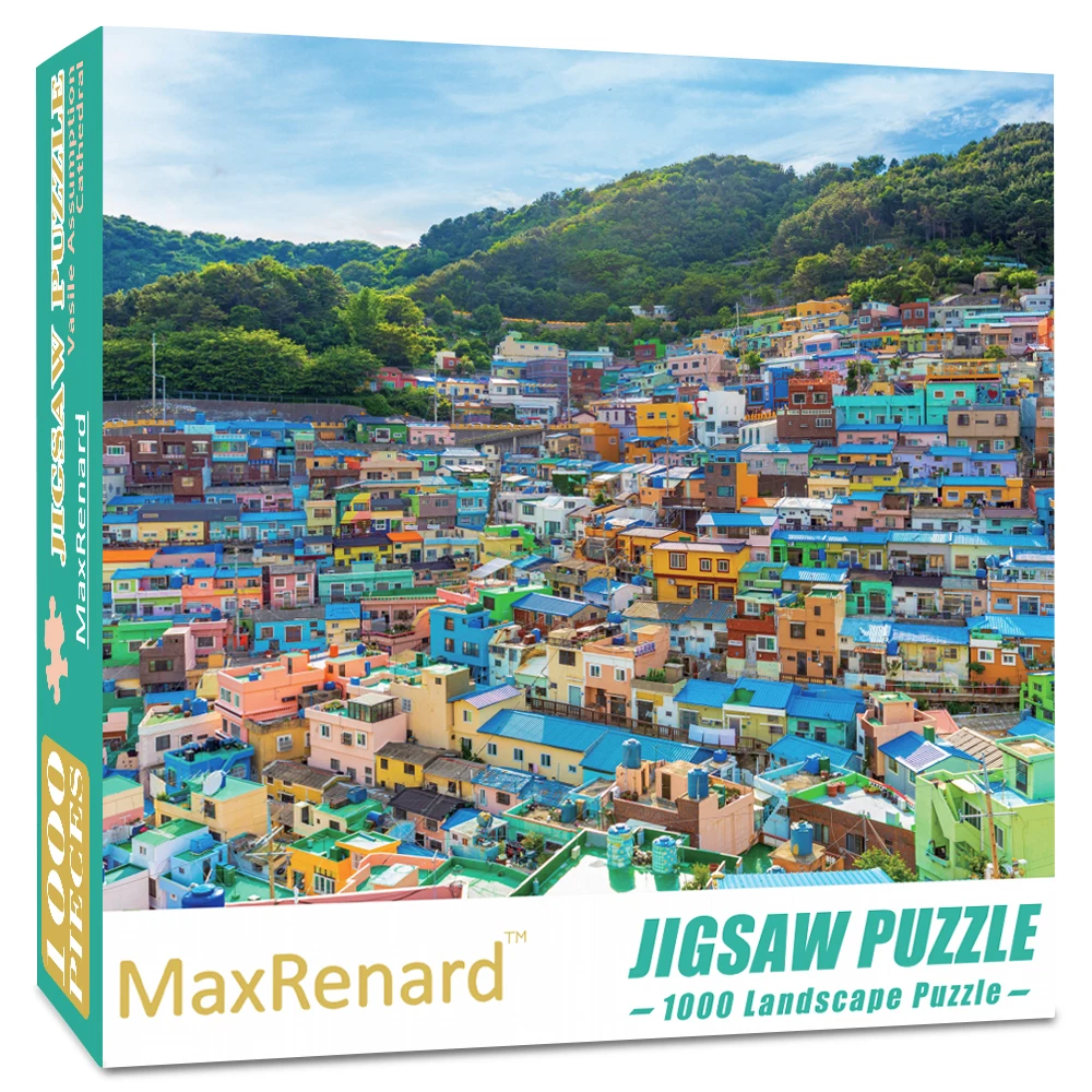 

MaxRenard 50*70cm Jigsaw Puzzles 1000 Pieces Gamcheon Cultural Village Assembling Picture Landscape Paper Puzzles for Adults