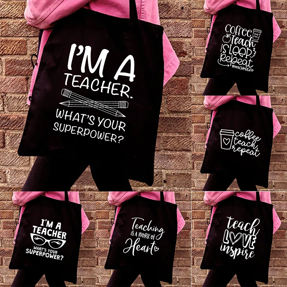 

I'm a Teacher What's Your Superpower Print Shoulder Bag Female Graphic Canvas Beach Totes Grocery Shoppers Bag Shopping Handbag