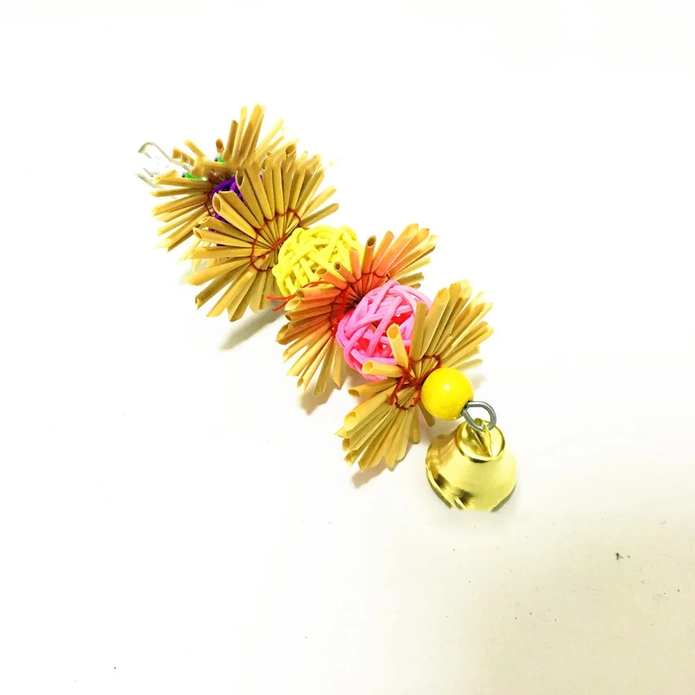 Новый цветной шар для поклевки попугаев игрушка натуральная солома Детские