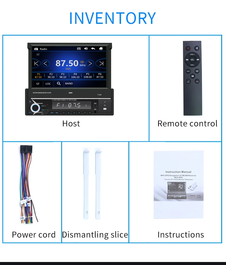 only radio 1Din 7 дюймов выдвижной экран AUX USB радио приемник в тире головное устройство Bluetooth автомобильный стерео MP5 плеер - Цвет: only radio