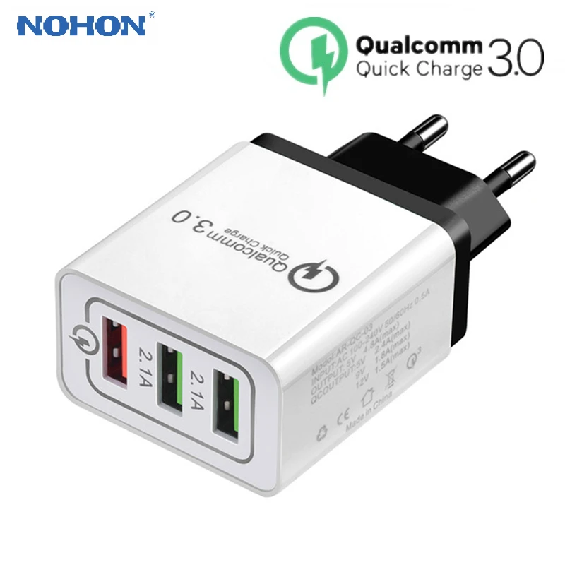 NOHON 3 порта Быстрая зарядка 3,0 USB зарядное устройство для iPhone samsung Быстрая зарядка QC3.0 QC 3,0 США ЕС мульти зарядное устройство адаптер