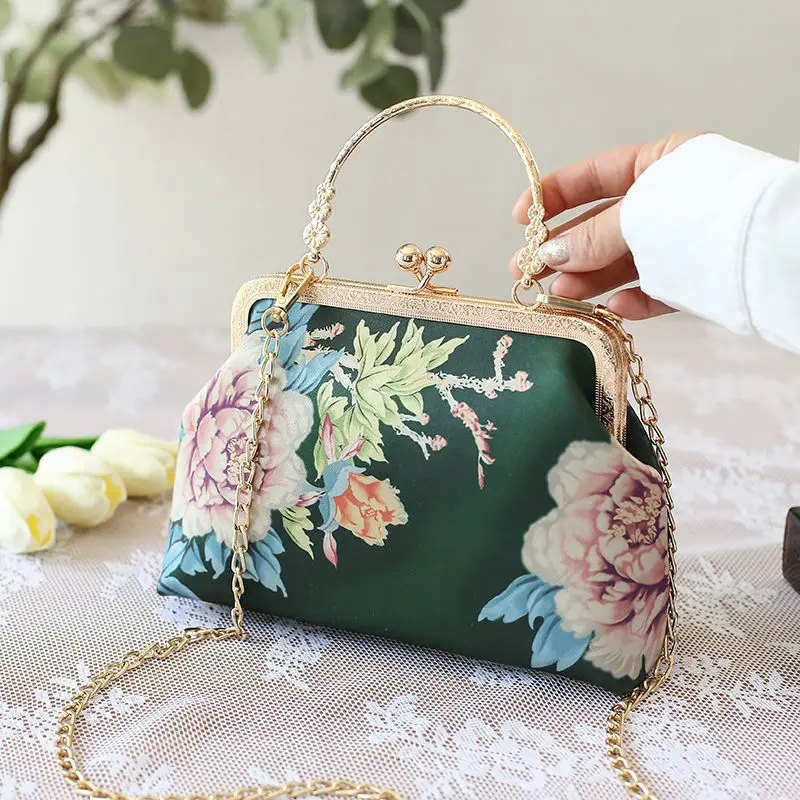 

Vintage Bag Flower Bags Chain Women's Handbags Purses Retro Lock Shell Small 2021 NEW Women Shoulder Bags Bag