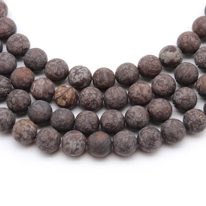 

Natural Stone Matte Brown Snowflake Obsidian Round Loose Spacer Beads 15" Strand 4 6 8 10 12MM Pick Size For Jewelry Making DIY