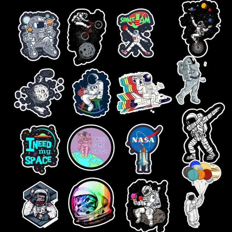 

50pcs/pack Scrapbooking Stickers Cute Astronaut Space Rocket Stickers Stationery Photo Diary Decoration Drunk Decals Waterproof
