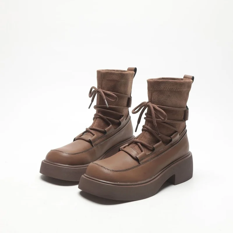 

Martin Boots Women's Short Boots Autumn New European and American Street Style Platform Platform Stretch Boots Wild Thin Boots