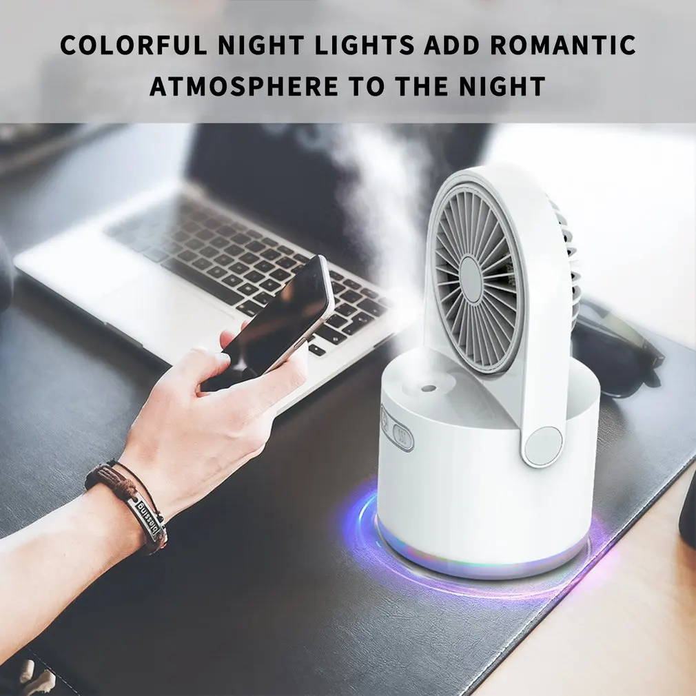 

Desk Fan With Humidifier Portable Table Fan 3 Wind Modes And 2 Spray Modes USB Spray Fan For Bedroom Office Outdoor