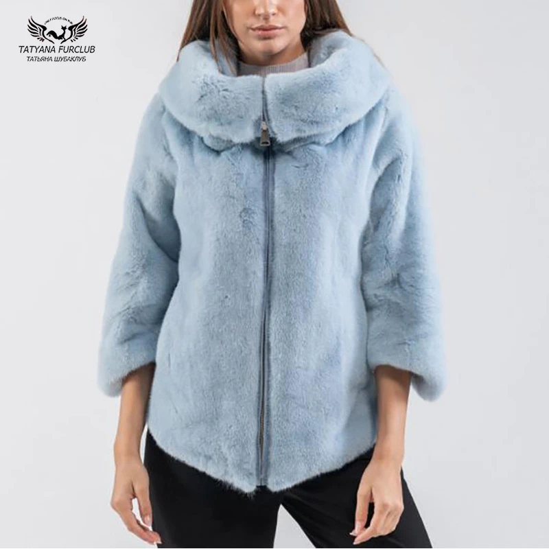 

Luxury Women Natural Fur Coat 2021 New Winter Whole Skin Genuine Mink Fur Jackets With Big Turn-down Collar Full Pelt Overcoats
