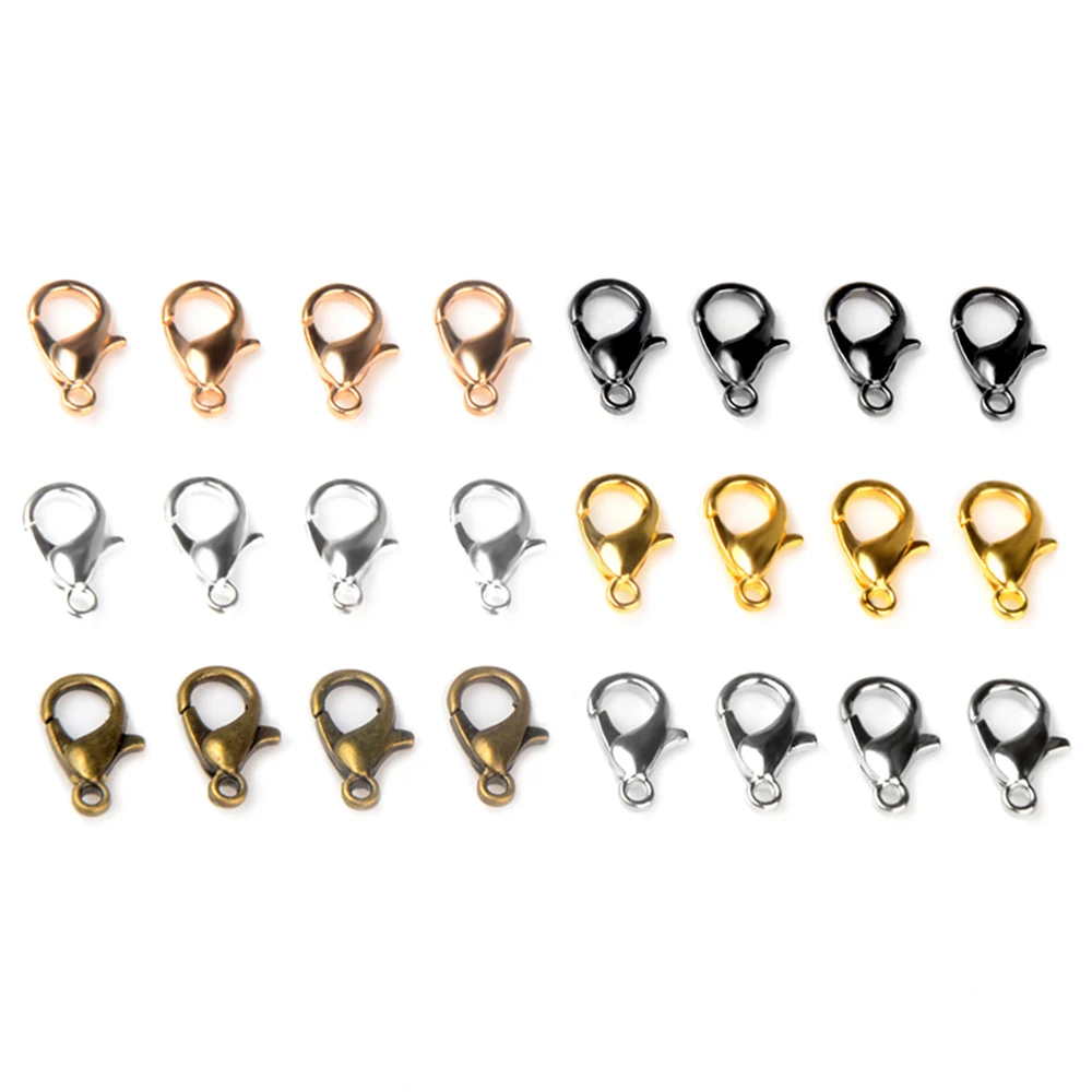 

50pcs/lot Lobster Clasps Bracelets Necklaces Connectors 10-18mm Hooks Chain Closure DIY Jewelry Findings Accessories