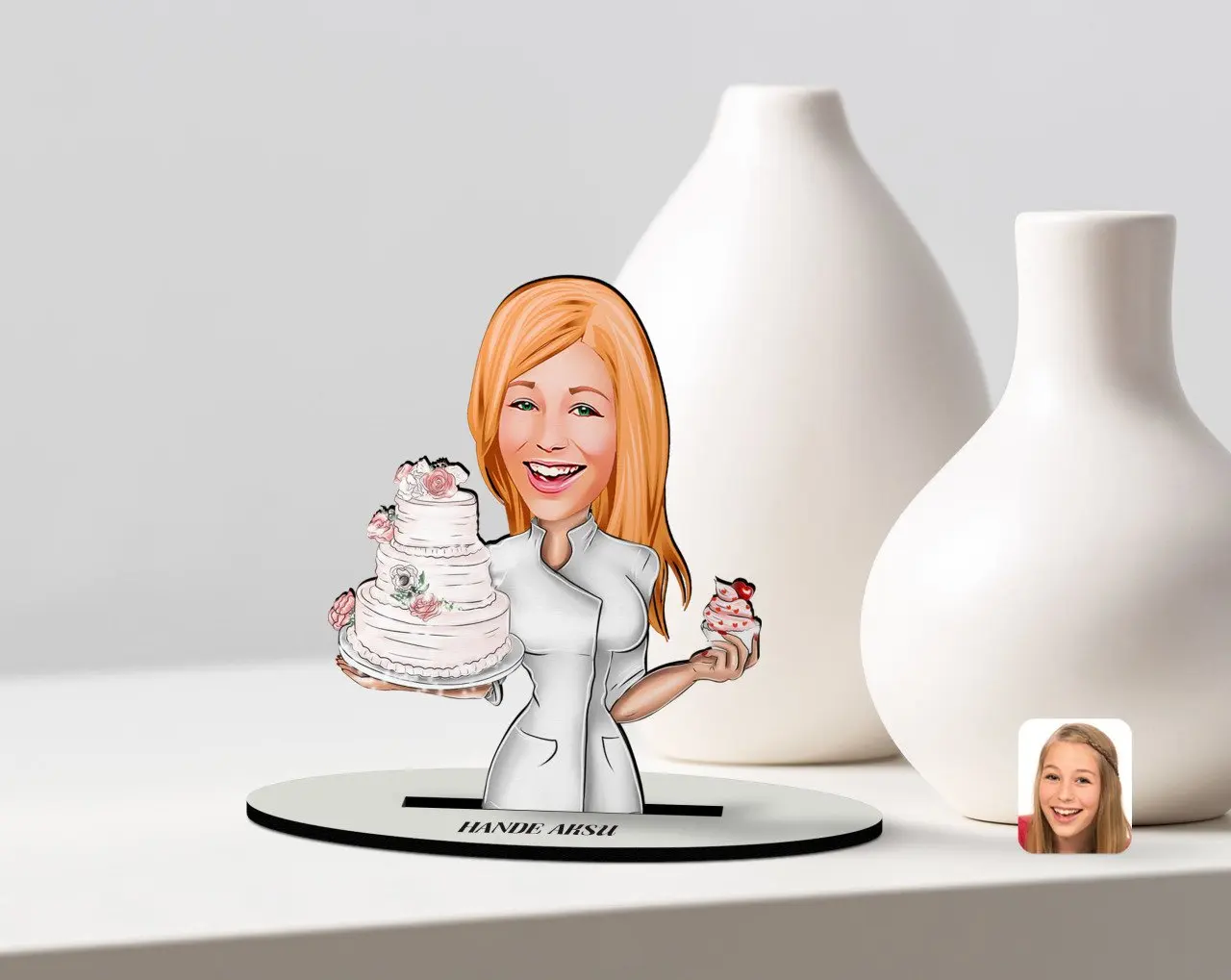 

Персонализированная Женская карикатура для приготовления пищи, деревянная модель-3, надежный современный простой подарок, особый дизайн, х...